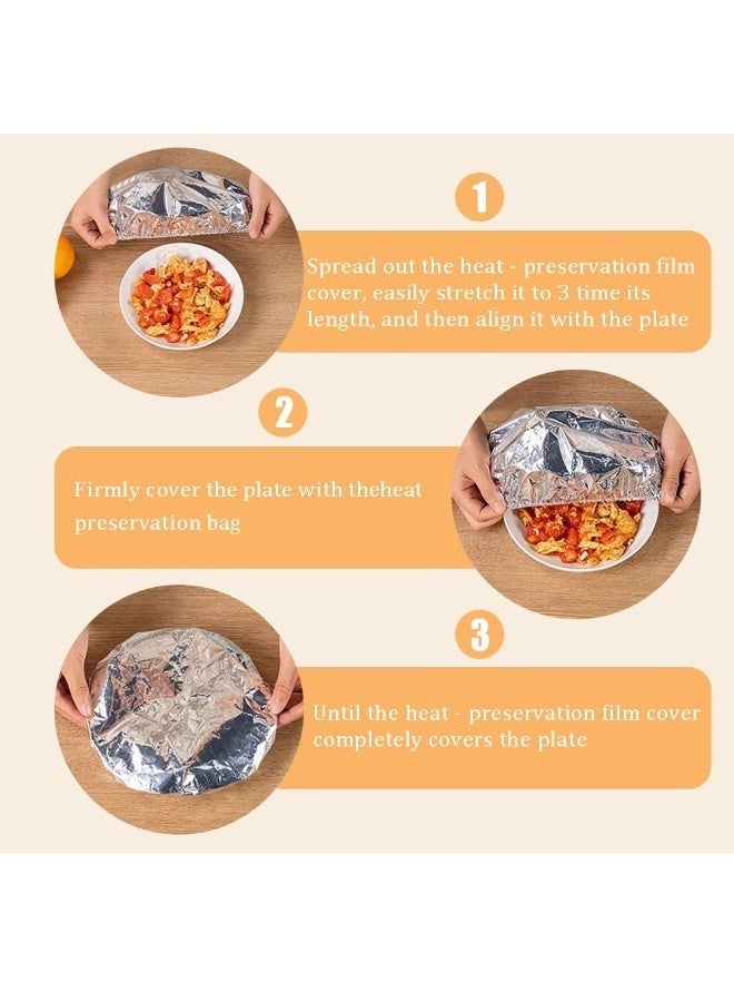 Forest Home 30Pcs Repeatable Aluminium Foil Film Insulation Cover,Aluminum Foil Food Covers,Kitchen Fresh-Keeping Insulation Film,Fruit Cling Wra,Reusable Elastic Bowl Covers - Image 3